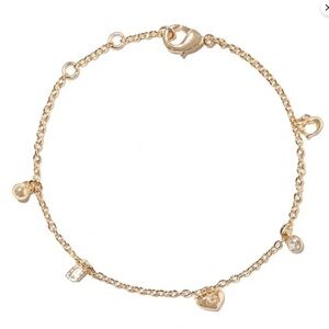 Coach gold plated dainty charm bracelet New